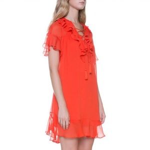 Endless Rose orange / red ruffle mini dress